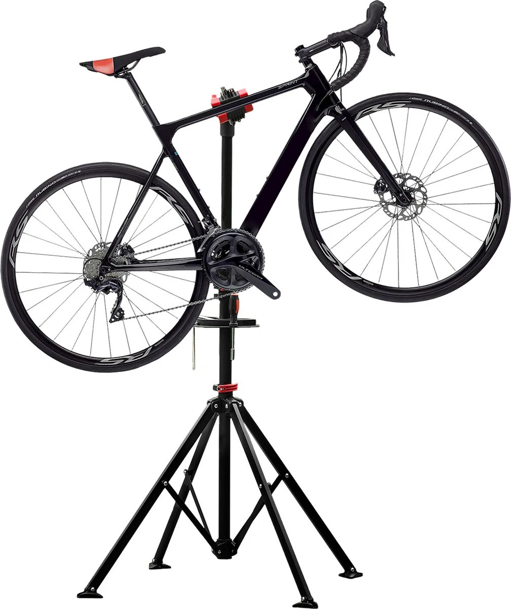 ACAZA Fiets Bevestigingsstandaard Met Snelsluiting, Gereedschapshouder En Stuurhouder, Lichte En Draagbare Reparatie Standaard Voor Fietsen, Zwart Statief 3 ACAZA Fiets Bevestigingsstandaard Met Snelsluiting, Gereedschapshouder En Stuurhouder, Lichte En Draagbare Reparatie Standaard Voor Fietsen, Zwart Statief