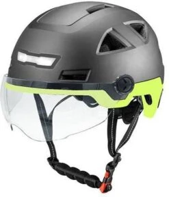 Vito E-Light Mat Zwart Geel Met Vizier L/XL 58-61 Cm | Speed Pedelec Helm | NTA 8776 Goedgekeurd | Snorfiets Helm Snorscooter | Geschikt Voor Helmplicht Blauw Kenteken