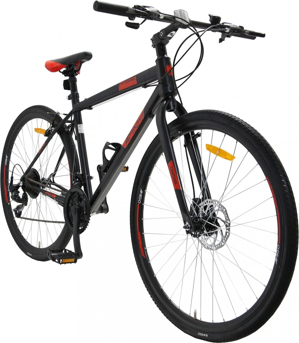Amigo Control - Mountainbike 28 Inch - Voor Dames En Heren - Met 21 Versnellingen - Zwart/Rood 4 Amigo Control - Mountainbike 28 Inch - Voor Dames En Heren - Met 21 Versnellingen - Zwart/Rood - Afbeelding 2