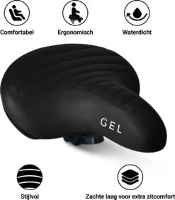 Philippe Sail Fietszadel Black Ribbed, Stijlvol En Comfortabel Zadel Voor Veel Fietsplezier, Ergonomisch, Zacht, GEL Zadel