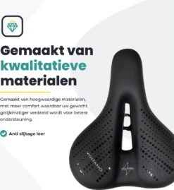 Voltano Dames Fietszadel - Zwart - Uitsparing - Waterdicht - Elastomeer Vering - Gratis Zadelstrop -Fietsuitrusting Winkel 1100x1200