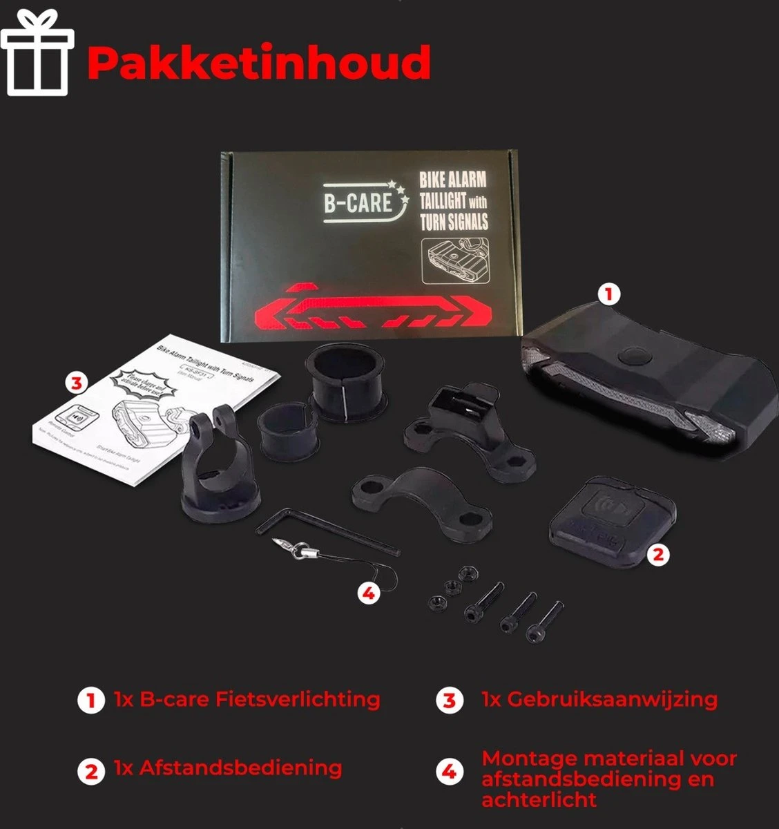 B-care Elektrische Fietsverlichting - Inclusief Afstandsbediening En Richtingaanwijzers - Fietsalarm - Anti Diefstal Alarm - Fiets Achterlicht - Fietsbel - Fiets Accessoires 12 B-care Elektrische Fietsverlichting - Inclusief Afstandsbediening En Richtingaanwijzers - Fietsalarm - Anti Diefstal Alarm - Fiets Achterlicht - Fietsbel - Fiets Accessoires - Afbeelding 10
