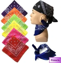 Finnacle - Hip Hop Bandana 100% Katoen Bandana Rood Vierkante Sjaal 50cm * 50cm Hoofdband Boerenzakdoek Voor Vrouwen/Mannen/Jongens/Meisjes -Fietsuitrusting Winkel 1157x1200