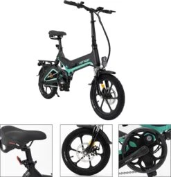 Merkloos Hitway 14F005 Elektrische Fiets E-bike | Opvouwbaar | 250W Motor | 7.5Ah | 16" | Zwart / Groen -Fietsuitrusting Winkel 1164x1200 1