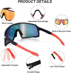 DOWO® - Fietsbrillen - Sportbrillen - Professionele Fietsbril - Lichtgewicht Racefiets -Fietsuitrusting Winkel 1172x1200 3