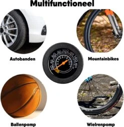 Matzwarte Fietspomp Met Drukmeter én Extra Ventielen - Multifunctioneel Mondstuk – Schrader En Presta – Aluminium Lichtgewicht Vloerpomp – Ballenpomp/ Scooterpomp/ Autobandenpomp -Fietsuitrusting Winkel 1172x1200 6