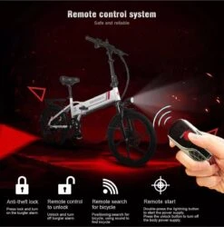 Samebike Elektrische Vouwfiet - Shimano 7 Speed Derailleur - 48V/ 10Ah Lithium Batterij - Aluminium -sportief/modern - 35km/u - Wit -Fietsuitrusting Winkel 1185x1200