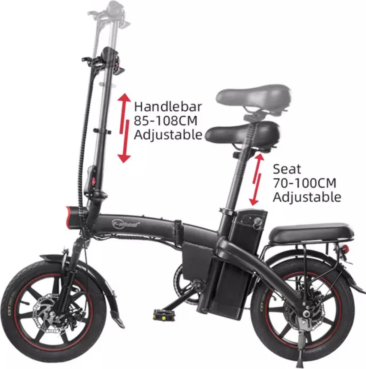 F-Wheel DYU A5 - Elektrische Vouwfiets - E Bike - 14 Inch - 7.5 Ah - 25km/u - Zwart 5 F-Wheel DYU A5 - Elektrische Vouwfiets - E Bike - 14 Inch - 7.5 Ah - 25km/u - Zwart - Afbeelding 3