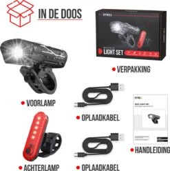 Strex LED Fietsverlichting Set - Voorlicht En Achterlicht - USB Oplaadbaar - Fietslamp - Fietslampjes - Zwart -Fietsuitrusting Winkel 1195x1200 8