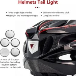 Zacro Fietshelm - Met Bril En Waarschuwingslampje - Nacht Veiligheidshelmen Fietshelm - Verstelbaar - Voor Volwassenen, MTB, Stadsfietsen - Rood En Zwart -Fietsuitrusting Winkel 1197x1200 2