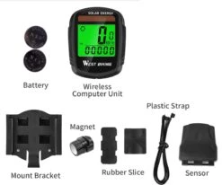 Draadloze Verlichte Fietscomputer - USB Oplaadbaar- Op Zonne- Energie - Kilometerteller - Klok - Calorie Teller - Snelheidsmeter - Auto Wake - IPX7 Waterdicht - 5 Talen - Met Verlichte LCD Display - Multifunctioneel - Inclusief Sensor - Zwart -Fietsuitrusting Winkel 1200x1002 2