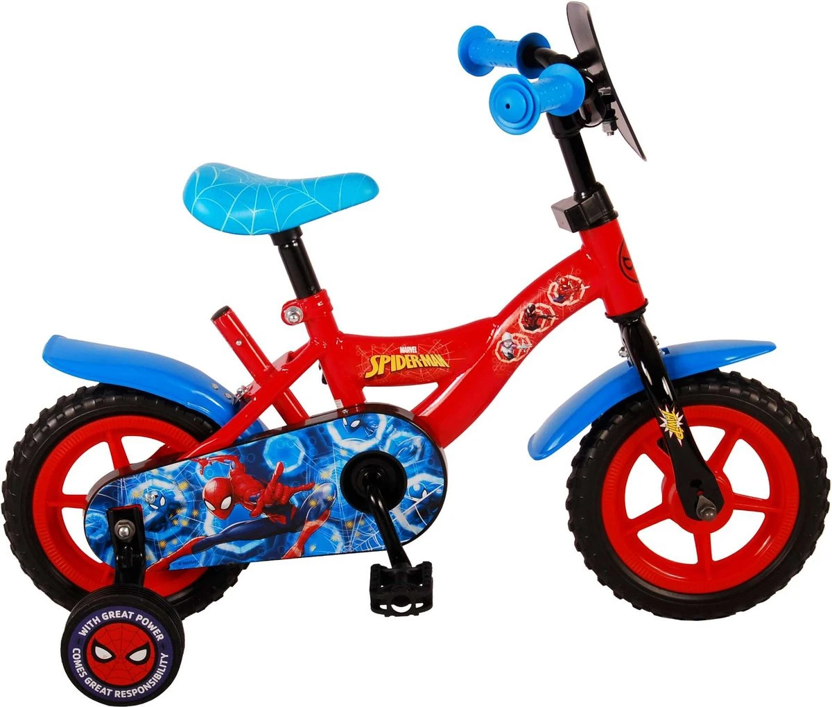 Marvel Spider-Man Kinderfiets - Jongens - 10 Inch - Rood/Blauw - Doortrapper 3 Marvel Spider-Man Kinderfiets - Jongens - 10 Inch - Rood/Blauw - Doortrapper
