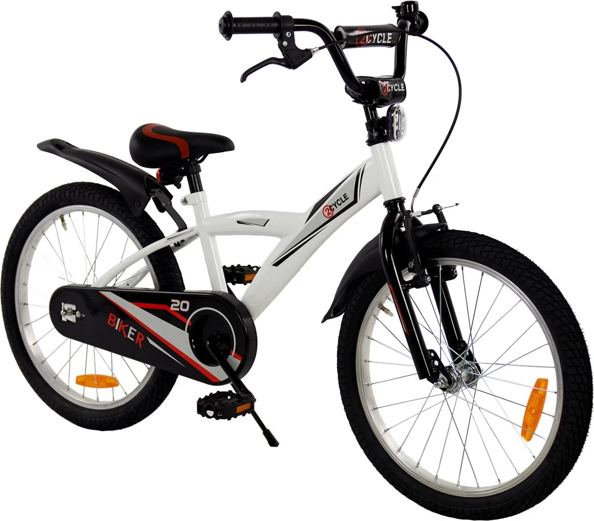 2Cycle Biker Kinderfiets - 20 Inch - Wit - Jongensfiets 3 2Cycle Biker Kinderfiets - 20 Inch - Wit - Jongensfiets