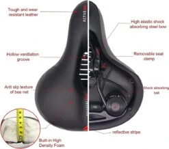 Fiets Zadels - Met Achterlichten- Langzame Rebound Traagschuim - Hol Ergonomisch Breed Tourzadel - MTB Zadel -mountainbikezadel - Fietszadel Dames - Fietszadel Heren - Unisex -Fietsuitrusting Winkel 1200x1058 3