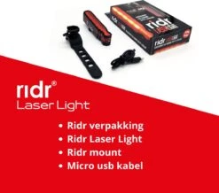 RIDR Achterlicht Fiets - USB Oplaadbaar LED - Fietsverlichting Met Laser - Waterdicht -Fietsuitrusting Winkel 1200x1061 2