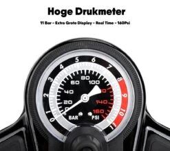 Matzwarte Fietspomp Met Drukmeter én Extra Ventielen - Multifunctioneel Mondstuk – Schrader En Presta – Aluminium Lichtgewicht Vloerpomp – Ballenpomp/ Scooterpomp/ Autobandenpomp -Fietsuitrusting Winkel 1200x1068 5