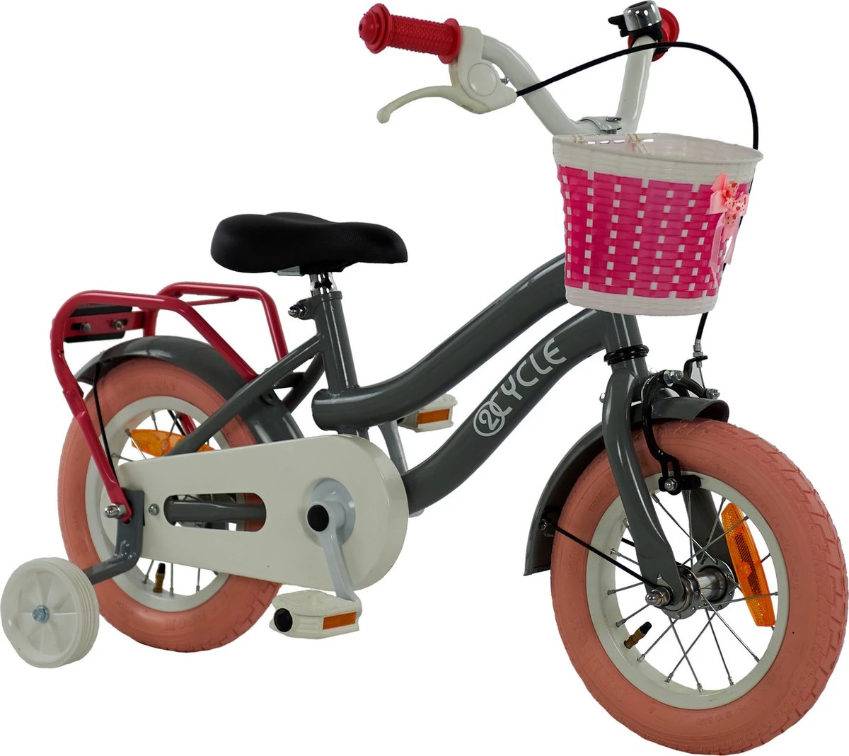 2Cycle Pretty - Kinderfiets - 12 Inch - Grijs-Roze - Meisjesfiets 4 2Cycle Pretty - Kinderfiets - 12 Inch - Grijs-Roze - Meisjesfiets - Afbeelding 2