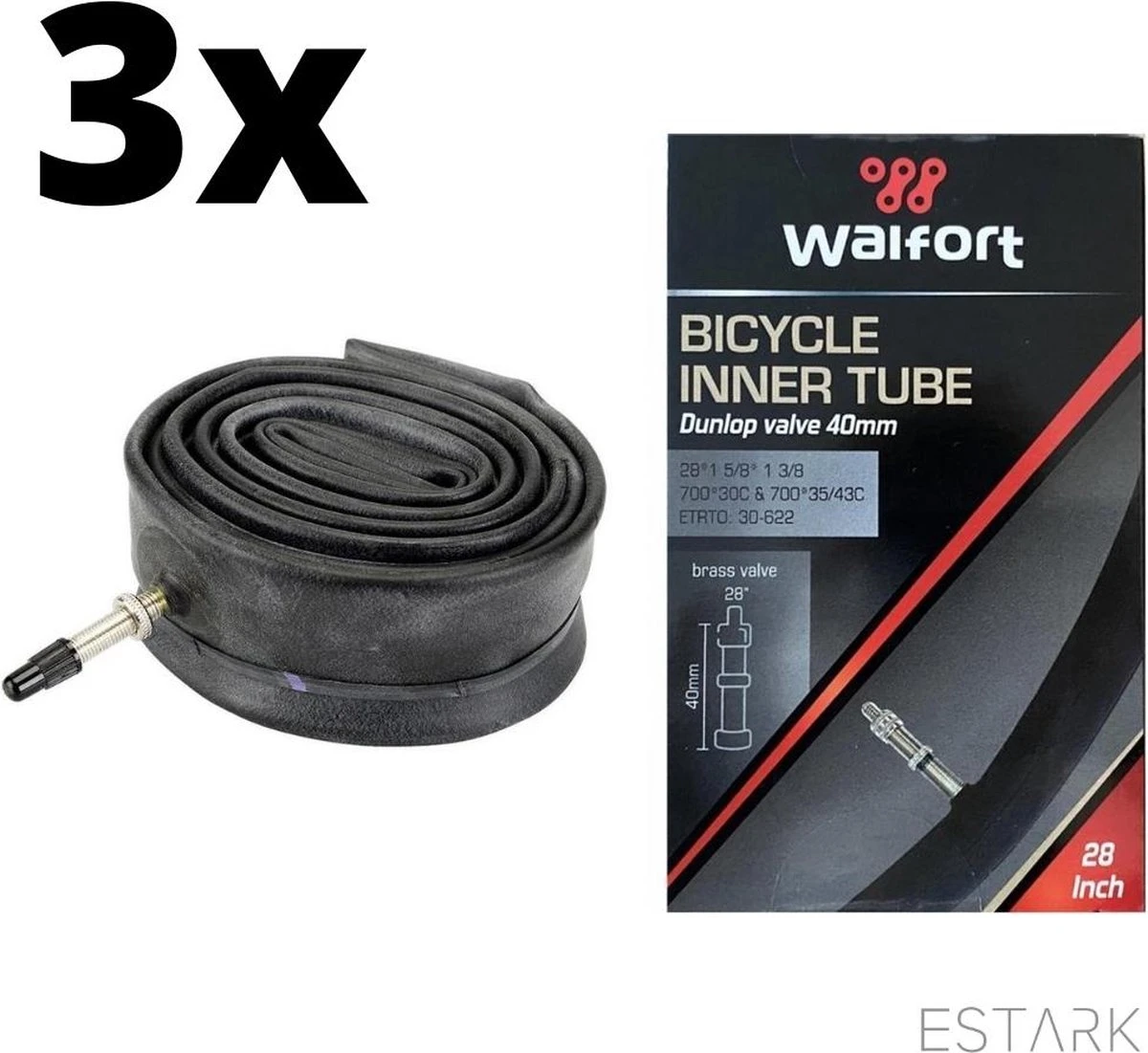 ESTARK® - 3 X Binnenband 28 Inch / 28" Voor De Fiets / Dunlop Ventiel / Racefiets / Mountainbike / 40 Mm / Band 40 / 30 - 622 Wiel / 28 * 1 5/8 * 1 3/8 / 28 " (A) 8 ESTARK® - 3 X Binnenband 28 Inch / 28" Voor De Fiets / Dunlop Ventiel / Racefiets / Mountainbike / 40 Mm / Band 40 / 30 - 622 Wiel / 28 * 1 5/8 * 1 3/8 / 28 " (A) - Afbeelding 6