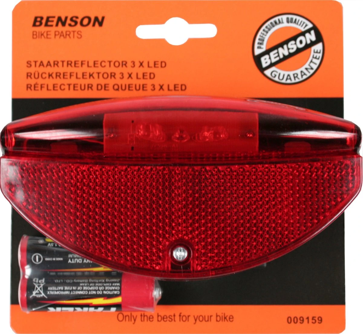 Benson Achterlicht / Staartreflector - Voor Fiets - 3x LED - Universeel - Batterijachterlicht Met Reflector 4 Benson Achterlicht / Staartreflector - Voor Fiets - 3x LED - Universeel - Batterijachterlicht Met Reflector - Afbeelding 2