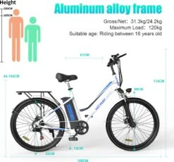 HITWAY Elektrische Fiets Voor Volwassenen | Ebikes Fietsen Stadsfiets | 250W 36V Motor | 7 VERSNELLINGSSYSTEE | 26 Inch - Wit 11 HITWAY Elektrische Fiets Voor Volwassenen | Ebikes Fietsen Stadsfiets | 250W 36V Motor | 7 VERSNELLINGSSYSTEE | 26 Inch - Wit -Fietsuitrusting Winkel 1200x1117