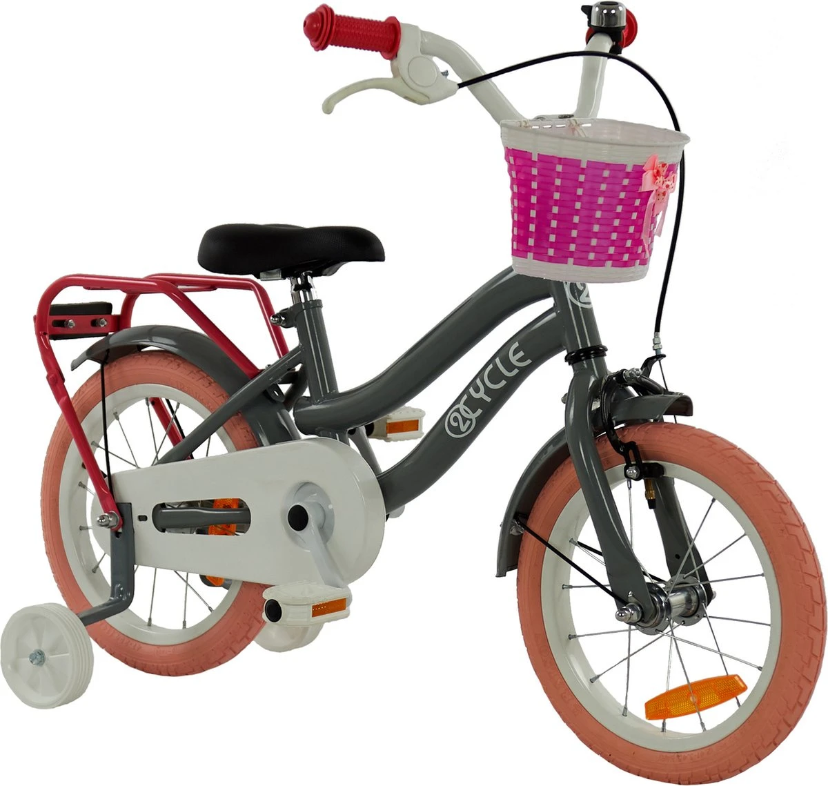 2Cycle Pretty Kinderfiets - 14 Inch - Grijs-Roze - Meisjesfiets 4 2Cycle Pretty Kinderfiets - 14 Inch - Grijs-Roze - Meisjesfiets - Afbeelding 2