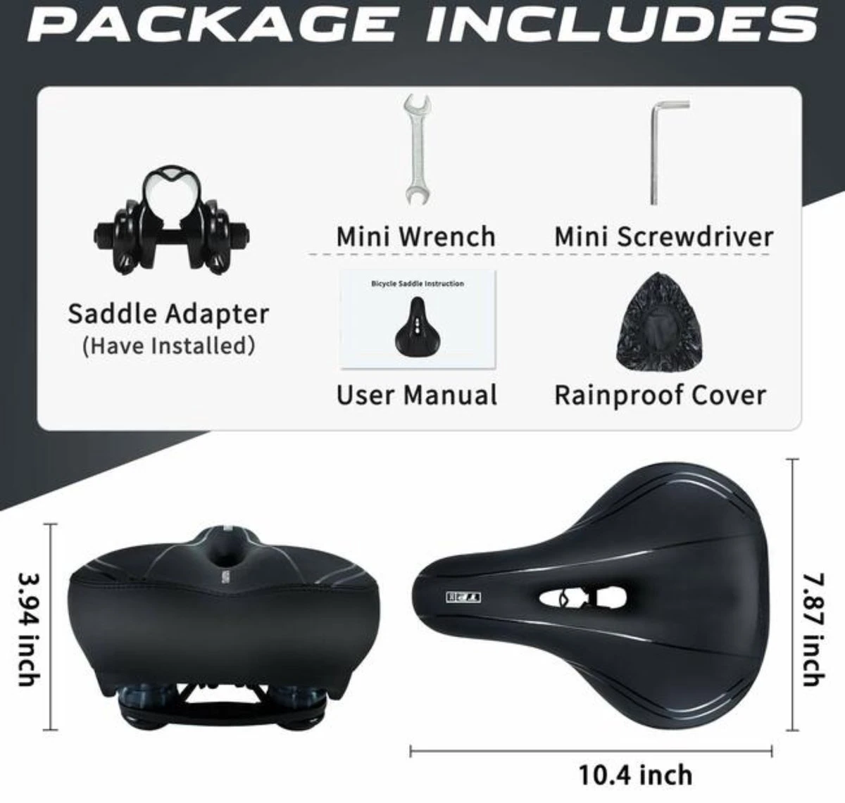 BOTC Fietszadel - Unisex - Extra Comfortabel - Inclusief Waterdichte Zadelhoes - Ventilerend 7 BOTC Fietszadel - Unisex - Extra Comfortabel - Inclusief Waterdichte Zadelhoes - Ventilerend - Afbeelding 5