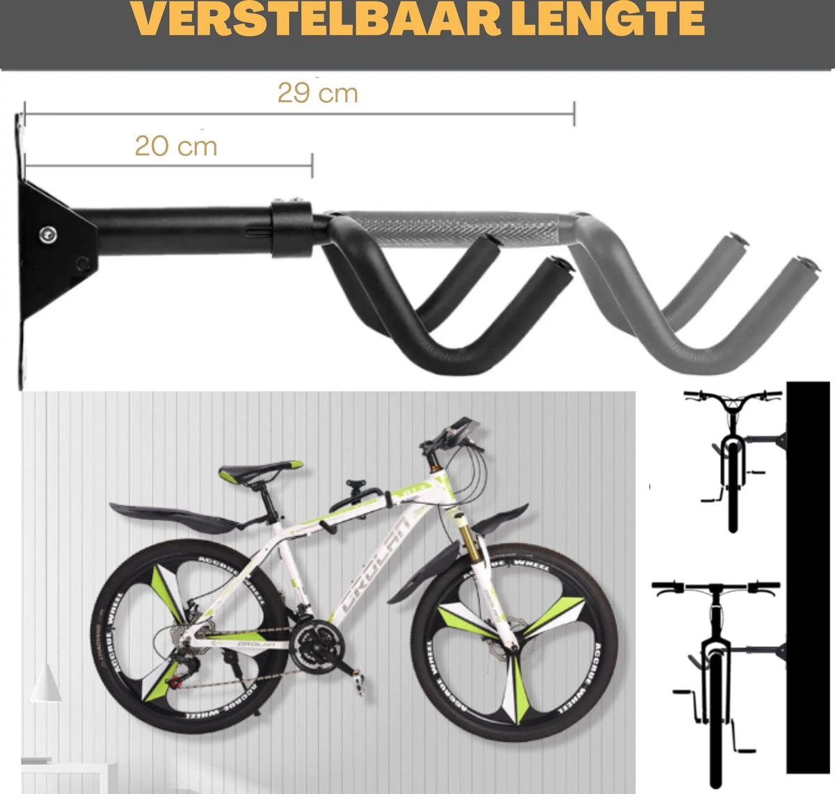 W&Z WallMount Fietsdrager - Ophangbeugel - Muurbeugel Fiets - Fietsbeugel - Opbergbeugel - Fiets Ophangsysteem 12 W&Z WallMount Fietsdrager - Ophangbeugel - Muurbeugel Fiets - Fietsbeugel - Opbergbeugel - Fiets Ophangsysteem - Afbeelding 10