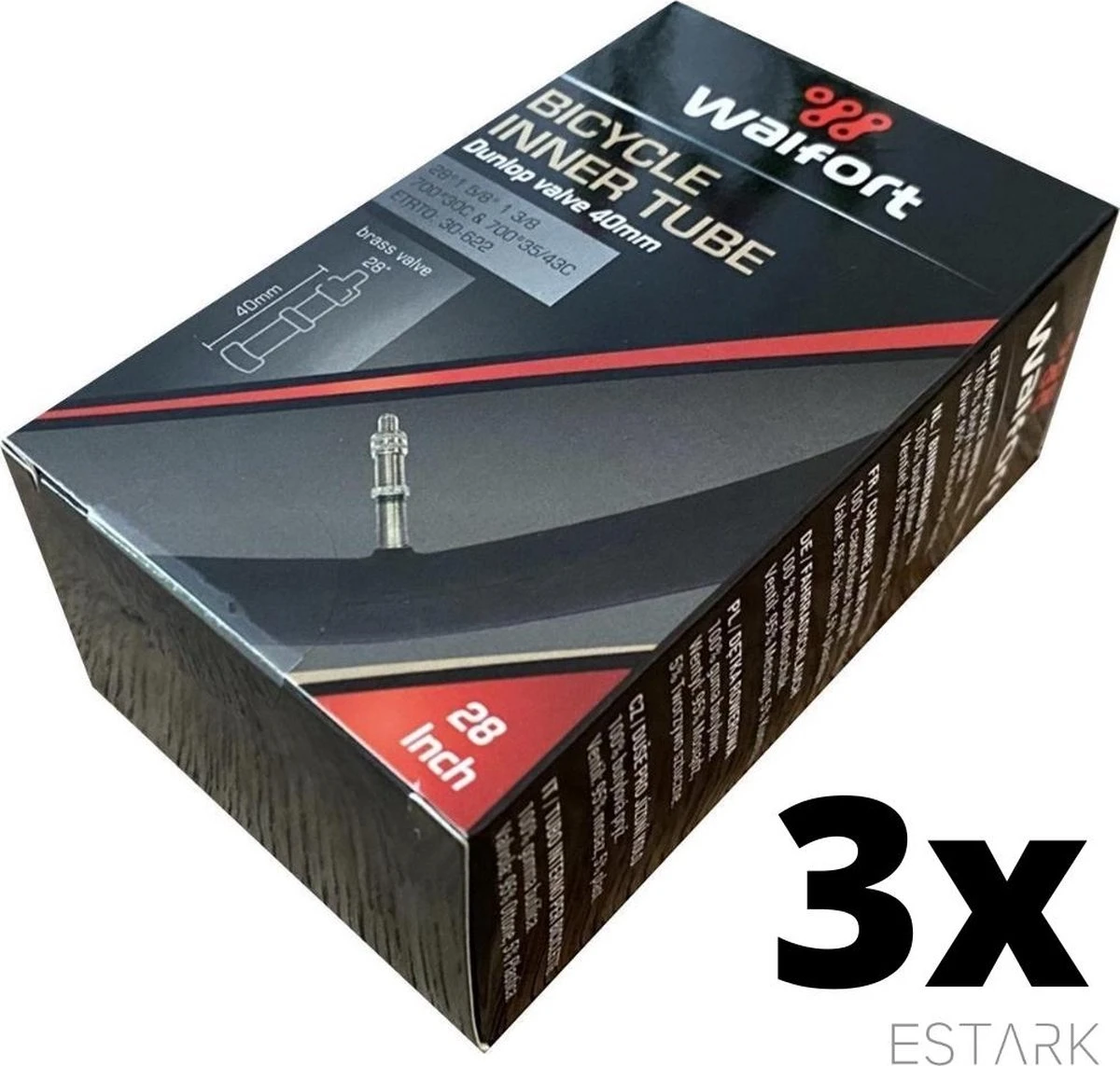 ESTARK® - 3 X Binnenband 28 Inch / 28" Voor De Fiets / Dunlop Ventiel / Racefiets / Mountainbike / 40 Mm / Band 40 / 30 - 622 Wiel / 28 * 1 5/8 * 1 3/8 / 28 " (A) 9 ESTARK® - 3 X Binnenband 28 Inch / 28" Voor De Fiets / Dunlop Ventiel / Racefiets / Mountainbike / 40 Mm / Band 40 / 30 - 622 Wiel / 28 * 1 5/8 * 1 3/8 / 28 " (A) - Afbeelding 7