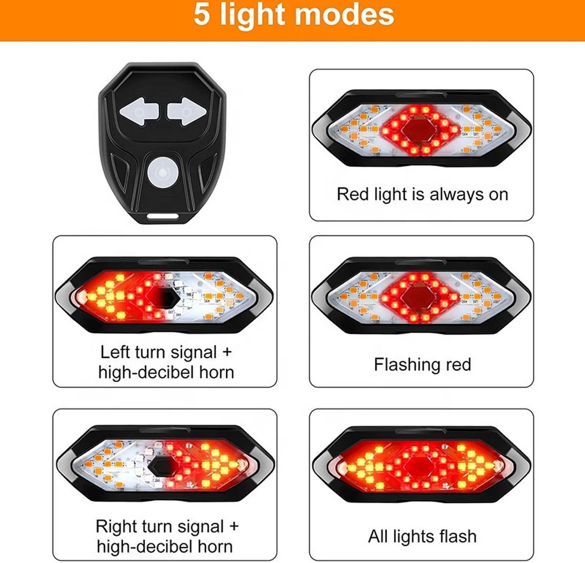GoShops FY-1820 - Richtingaanwijzer Fiets - Knipperlichting - Fietsverlichting - LED - USB Oplaadbaar - Waterbestendig - Afstandsbediening - Draadloos - Verstelbaar - Achterlicht Fiets 4 GoShops FY-1820 - Richtingaanwijzer Fiets - Knipperlichting - Fietsverlichting - LED - USB Oplaadbaar - Waterbestendig - Afstandsbediening - Draadloos - Verstelbaar - Achterlicht Fiets - Afbeelding 2