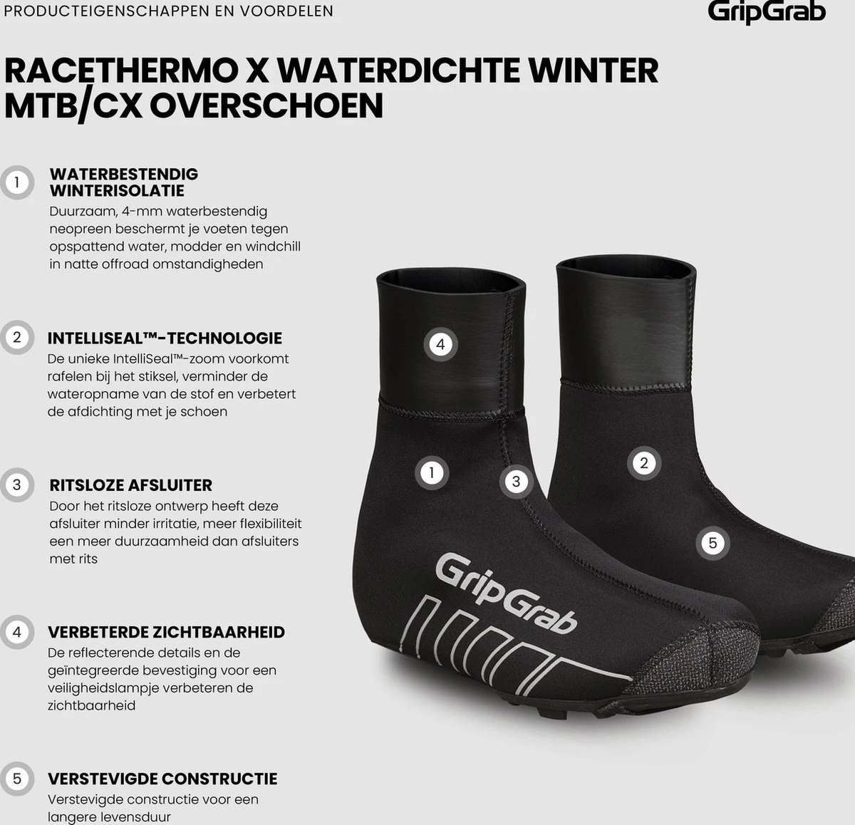 GripGrab - RaceThermo X Waterproof Winter MTB Gravel Fietsoverschoenen Mountainbike - Zwart - Unisex - Maat XL 3 GripGrab - RaceThermo X Waterproof Winter MTB Gravel Fietsoverschoenen Mountainbike - Zwart - Unisex - Maat XL - Afbeelding 2