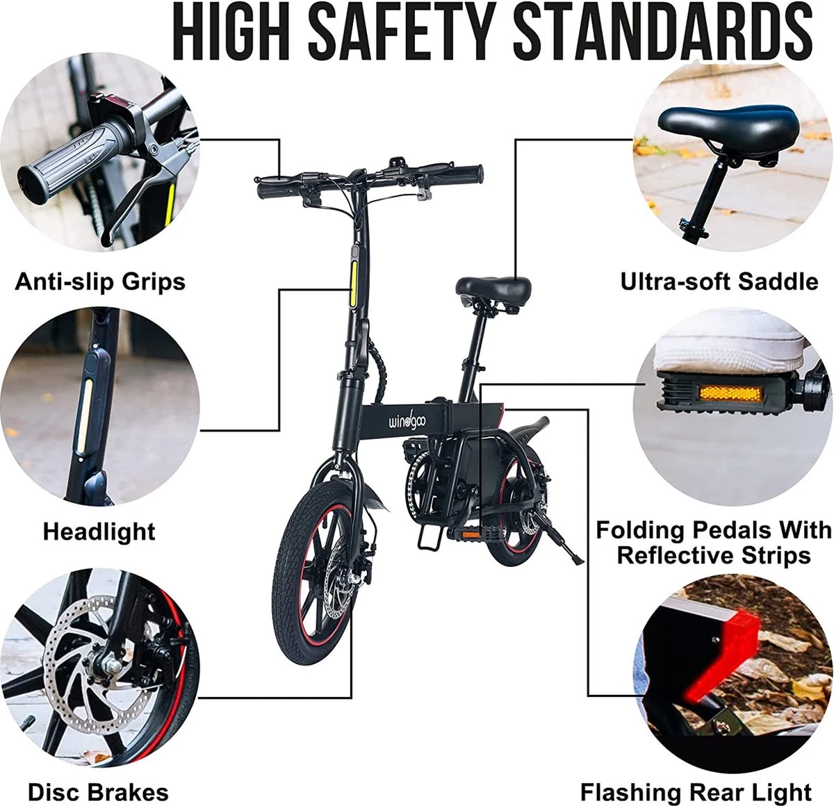 Windgoo B20 V2 - Smart E Bike - APP IOS Android - Elektrische Vouwfiets Zonder Gashandel - 250W - 14 Inch - 25 KM/H - Zwart 14 Windgoo B20 V2 - Smart E Bike - APP IOS Android - Elektrische Vouwfiets Zonder Gashandel - 250W - 14 Inch - 25 KM/H - Zwart - Afbeelding 12