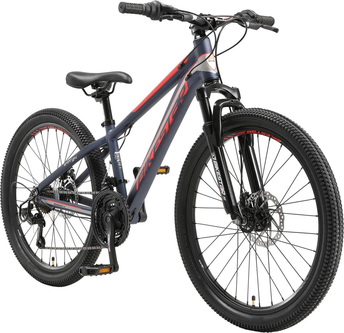 Bikestar 24 Inch 21 Speed Hardtail MTB Sport, Blauw / Rood 3 Bikestar 24 Inch 21 Speed Hardtail MTB Sport, Blauw / Rood