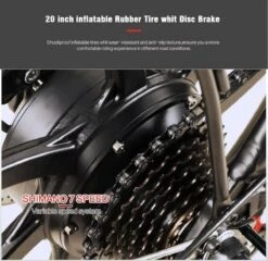 Samebike Elektrische Vouwfiet - Shimano 7 Speed Derailleur - 48V/ 10Ah Lithium Batterij - Aluminium -sportief/modern - 35km/u - Wit -Fietsuitrusting Winkel 1200x1167