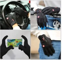 Fietshandschoenen Winter - Handschoenen - Sport Handschoenen Met Rits - Touchscreen Telefoon - Anti Slip Gloves - Heren / Dames - Maat S - Zwart - Kerst Cadeautje -Fietsuitrusting Winkel 1200x1172 4