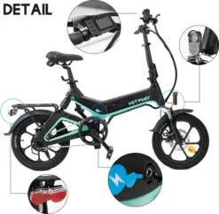 Merkloos Hitway 14F005 Elektrische Fiets E-bike | Opvouwbaar | 250W Motor | 7.5Ah | 16" | Zwart / Groen -Fietsuitrusting Winkel 1200x1178 4