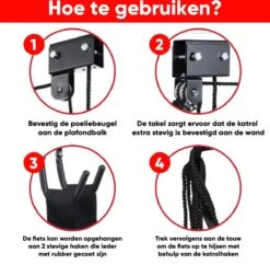 Century Goods Fietslift - Fietstakel - Fiets Ophangsysteem - Met Valbeveiliging | 60 Kg Draagkracht -Fietsuitrusting Winkel 1200x1178 9