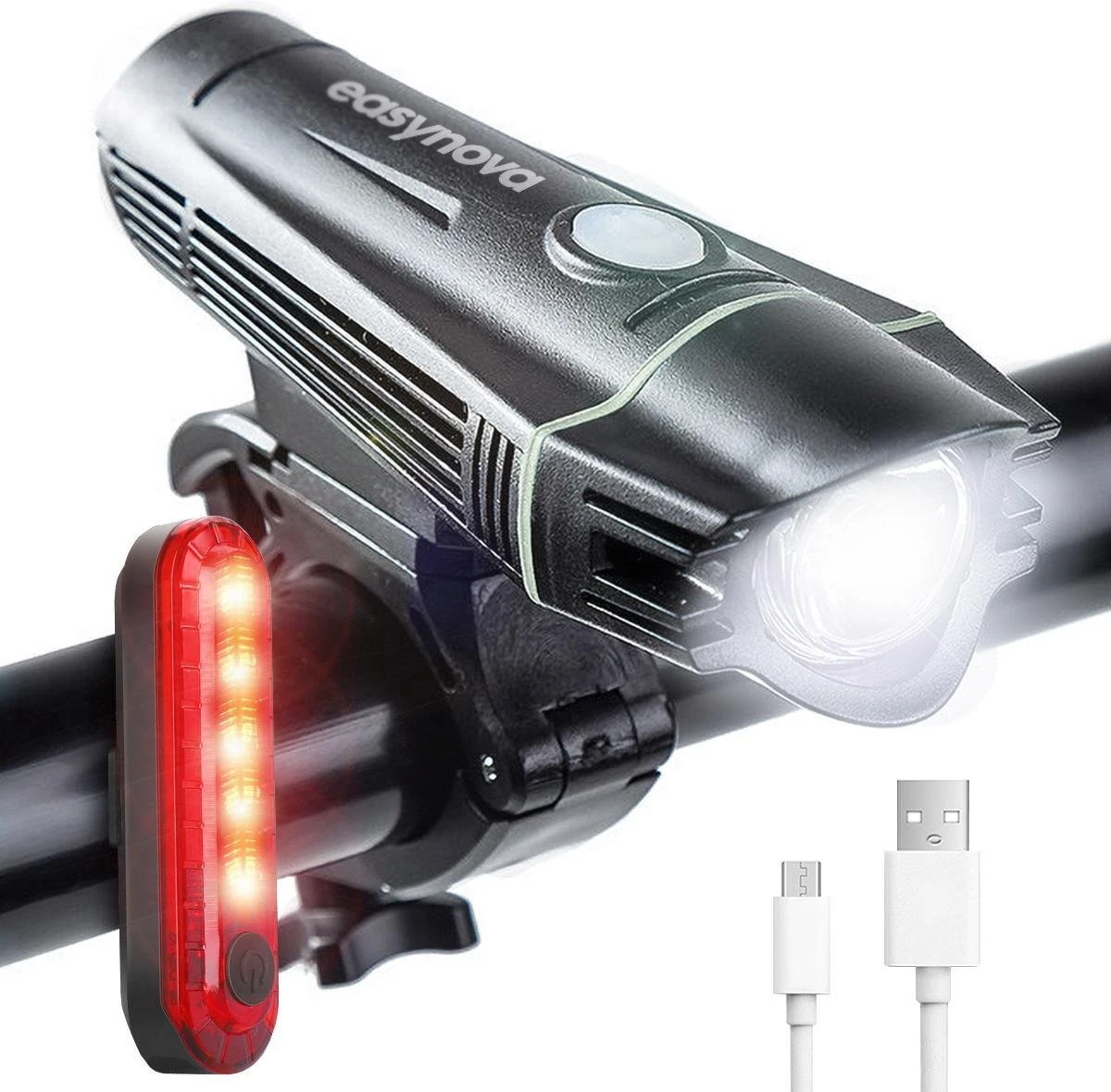 LED Fietsverlichting Set – Oplaadbaar Via USB - Voorlicht En Achterlicht - Waterbestendig - Complete Fietslamp Set 3 LED Fietsverlichting Set – Oplaadbaar Via USB - Voorlicht En Achterlicht - Waterbestendig - Complete Fietslamp Set