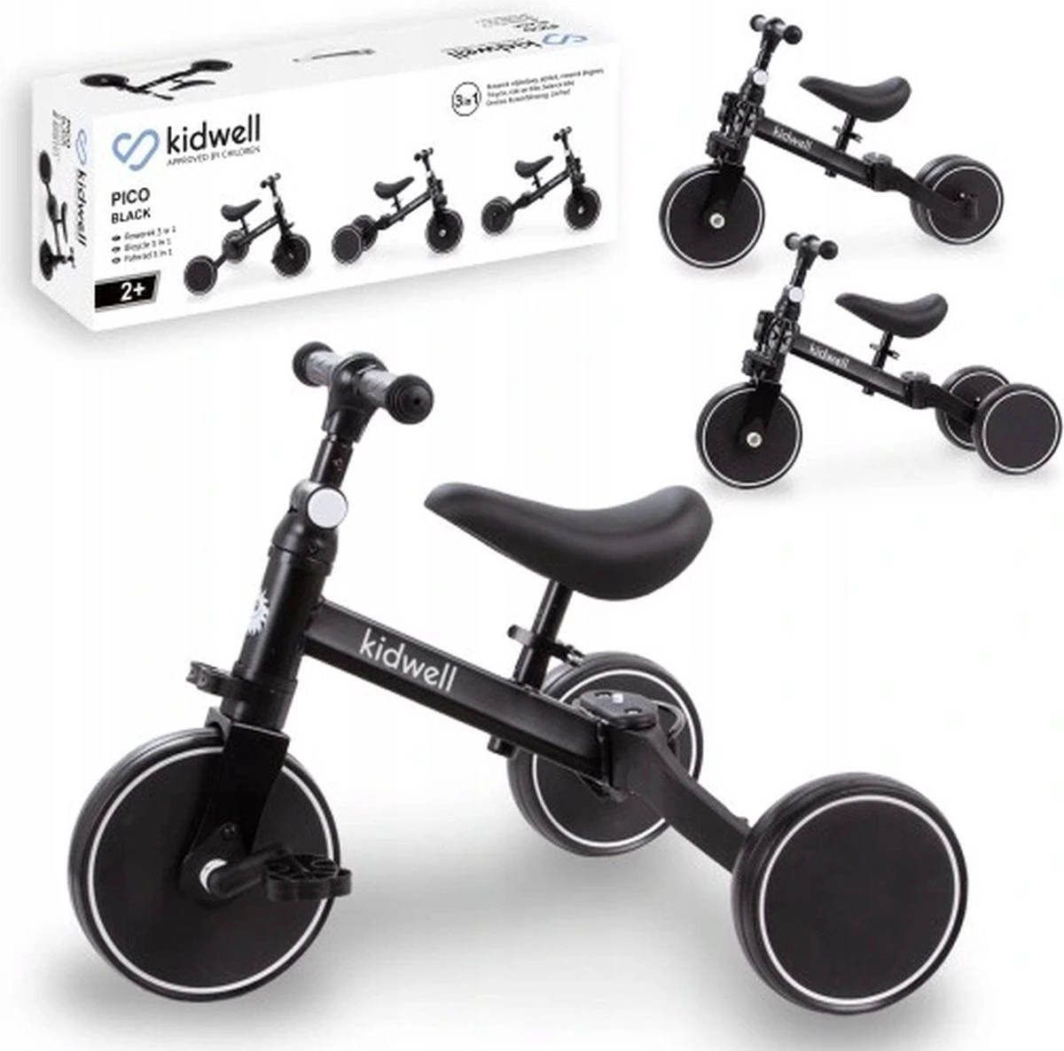 Kidwell Fiets 3 In 1 - Loopfiets - Kinderfiets - Driewieler - Cadeau - Speelgoed 3 Kidwell Fiets 3 In 1 - Loopfiets - Kinderfiets - Driewieler - Cadeau - Speelgoed