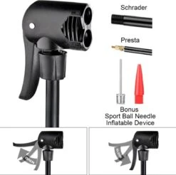 Matzwarte Fietspomp Met Drukmeter én Extra Ventielen - Multifunctioneel Mondstuk – Schrader En Presta – Aluminium Lichtgewicht Vloerpomp – Ballenpomp/ Scooterpomp/ Autobandenpomp -Fietsuitrusting Winkel 1200x1193 10