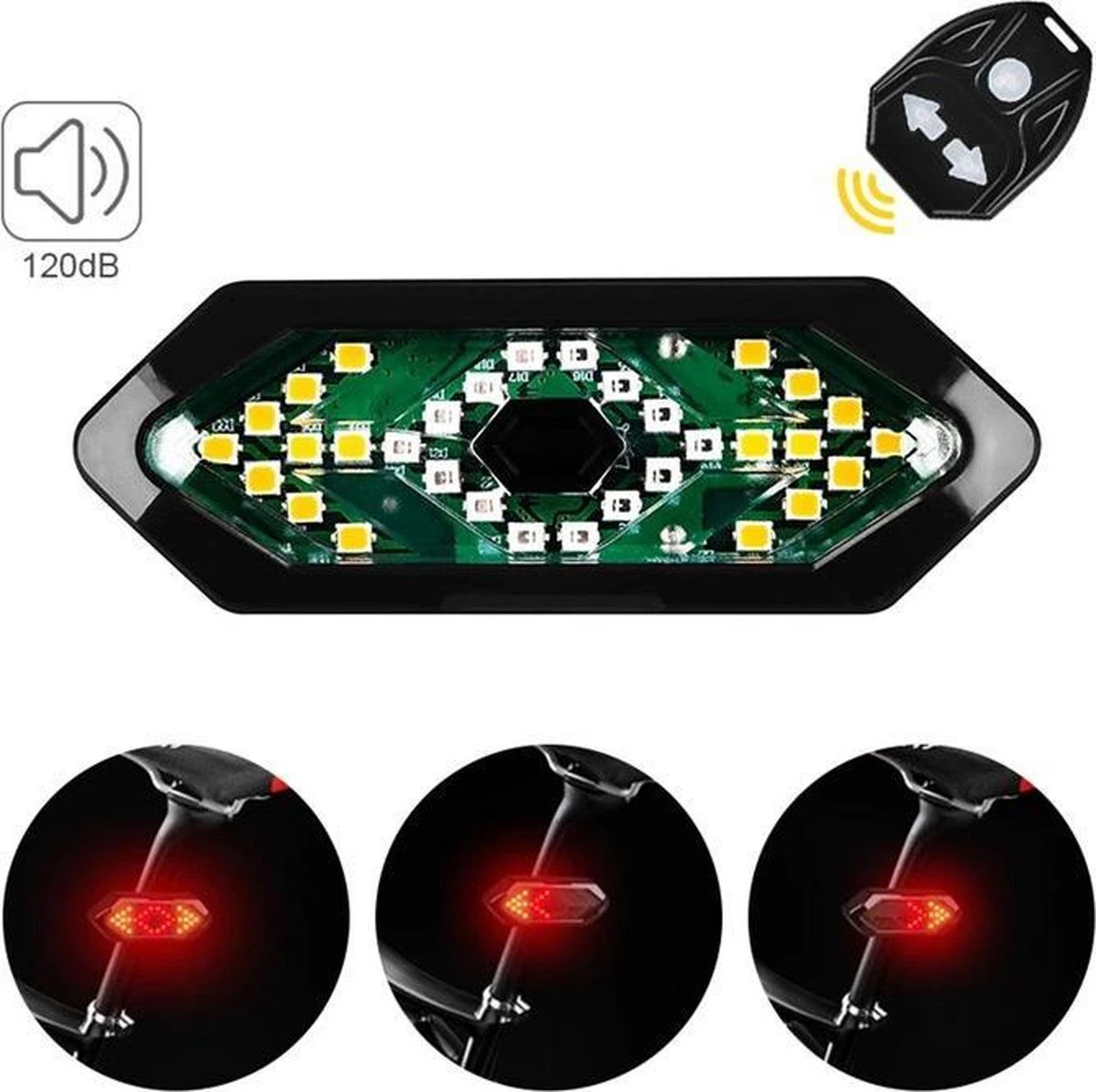 LED Fiets Achterlicht- Veiligheidswaarschuwing- Draadloze Afstandsbediening- Richtingaanwijzer- Lamp Met Elektronische Hoorn 5 LED Fiets Achterlicht- Veiligheidswaarschuwing- Draadloze Afstandsbediening- Richtingaanwijzer- Lamp Met Elektronische Hoorn - Afbeelding 3