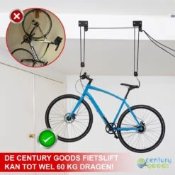 Century Goods Fietslift - Fietstakel - Fiets Ophangsysteem - Met Valbeveiliging | 60 Kg Draagkracht -Fietsuitrusting Winkel 1200x1198 9