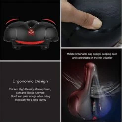 Fiets Zadels - Met Achterlichten- Langzame Rebound Traagschuim - Hol Ergonomisch Breed Tourzadel - MTB Zadel -mountainbikezadel - Fietszadel Dames - Fietszadel Heren - Unisex -Fietsuitrusting Winkel 1200x1199 10