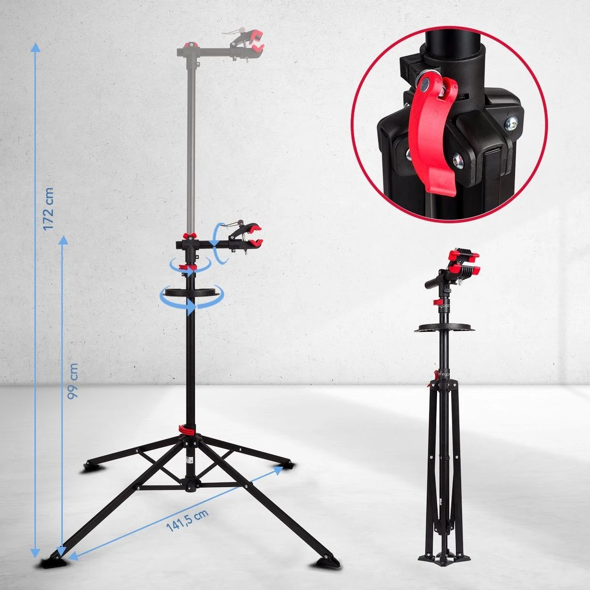 LifeGoods Fiets Montagestandaard - Fietsreparatie Racefiets / MTB - Incl. Stuurhouder - Zwart/Rood 6 LifeGoods Fiets Montagestandaard - Fietsreparatie Racefiets / MTB - Incl. Stuurhouder - Zwart/Rood - Afbeelding 4