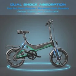 Merkloos Hitway 14F005 Elektrische Fiets E-bike | Opvouwbaar | 250W Motor | 7.5Ah | 16" | Zwart / Groen -Fietsuitrusting Winkel 1200x1200 160