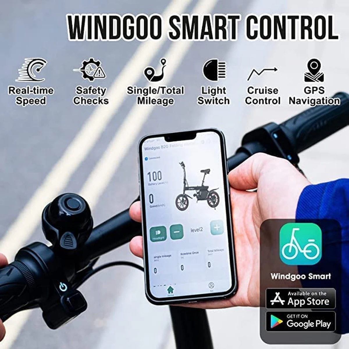 Windgoo B20 V2 - Smart E Bike - APP IOS Android - Elektrische Vouwfiets Zonder Gashandel - 250W - 14 Inch - 25 KM/H - Zwart 17 Windgoo B20 V2 - Smart E Bike - APP IOS Android - Elektrische Vouwfiets Zonder Gashandel - 250W - 14 Inch - 25 KM/H - Zwart - Afbeelding 15