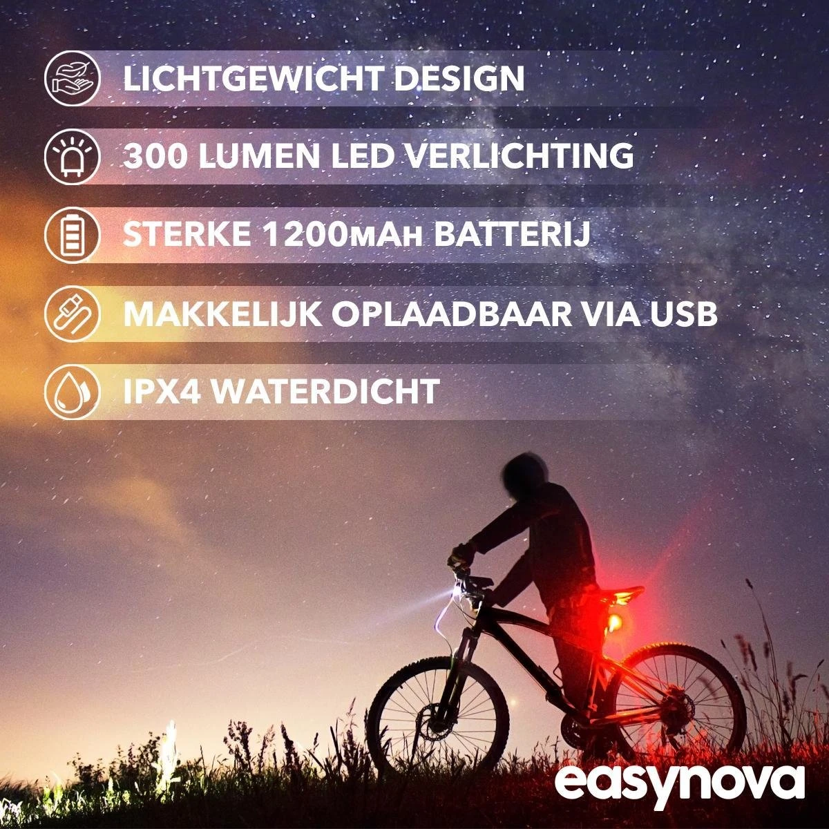 LED Fietsverlichting Set – Oplaadbaar Via USB - Voorlicht En Achterlicht - Waterbestendig - Complete Fietslamp Set 7 LED Fietsverlichting Set – Oplaadbaar Via USB - Voorlicht En Achterlicht - Waterbestendig - Complete Fietslamp Set - Afbeelding 5