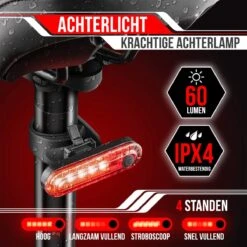 Strex LED Fietsverlichting Set - Voorlicht En Achterlicht - USB Oplaadbaar - Fietslamp - Fietslampjes - Zwart -Fietsuitrusting Winkel 1200x1200 486