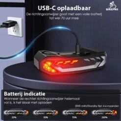 BikePro Fiets Achterlicht 2.0 Met Alarm En Richtingaanwijzer - IP54 Waterdicht - USB Oplaadbaar -Fietsuitrusting Winkel 1200x1200 504