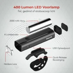 LifeGoods LED Fietsverlichting Set - Voorlicht En Achterlicht - USB Oplaadbaar - Zwart -Fietsuitrusting Winkel 1200x1200 563