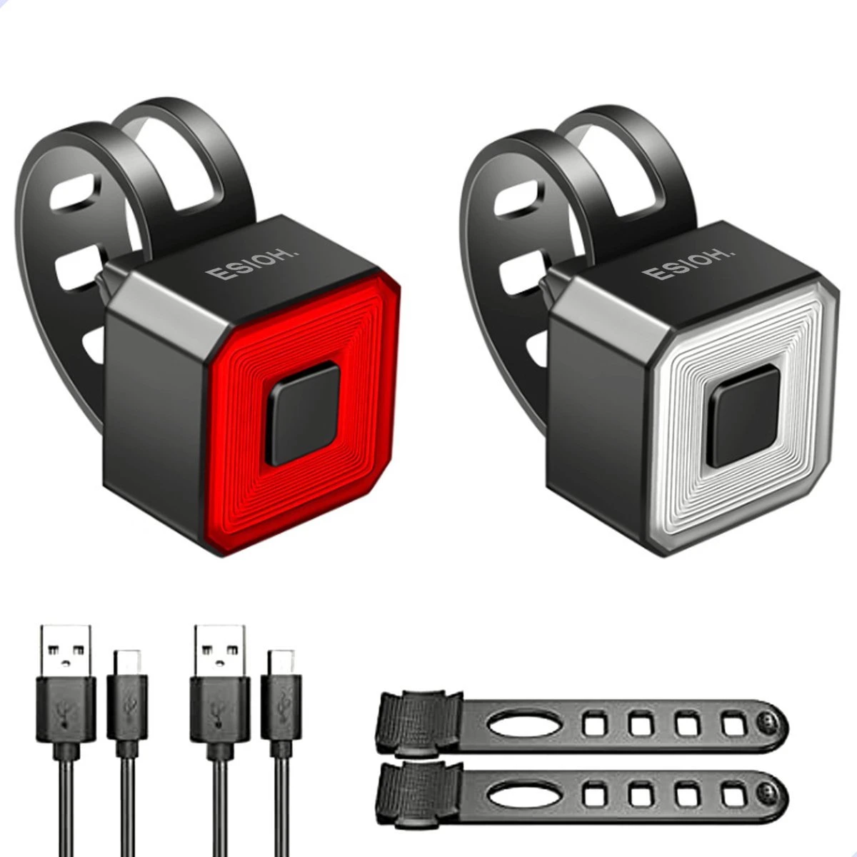 Esioh® Oplaadbare Fietslamp Led Set Wit En Rood – Oplaadbare Fietsverlichting USB – Fietslampjes Voorlicht En Achterlicht 3 Esioh® Oplaadbare Fietslamp Led Set Wit En Rood – Oplaadbare Fietsverlichting USB – Fietslampjes Voorlicht En Achterlicht